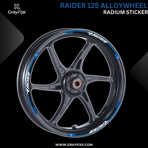 Alloy Wheel Radium Sticker For Raider | Printed In Premium Radium With FPF(Fade Protection Film), Water Proof, Precut Sticker, Pack Of 12